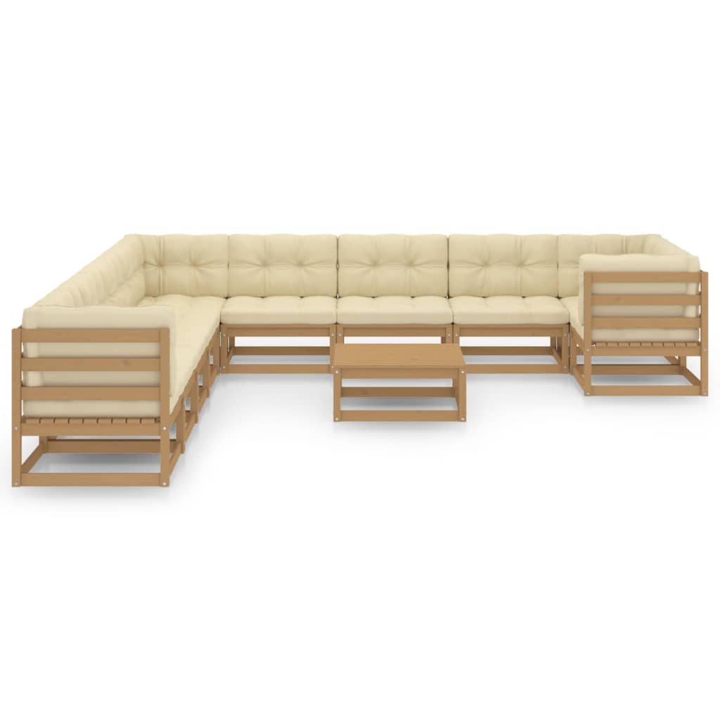 11-delige Loungeset met kussens massief grenenhout honingbruin Tuinsets | Creëer jouw Trendy Thuis | Gratis bezorgd & Retour | Trendy.nl