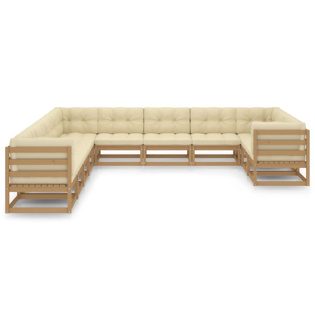 11-delige Loungeset met kussens massief grenenhout honingbruin Tuinsets | Creëer jouw Trendy Thuis | Gratis bezorgd & Retour | Trendy.nl