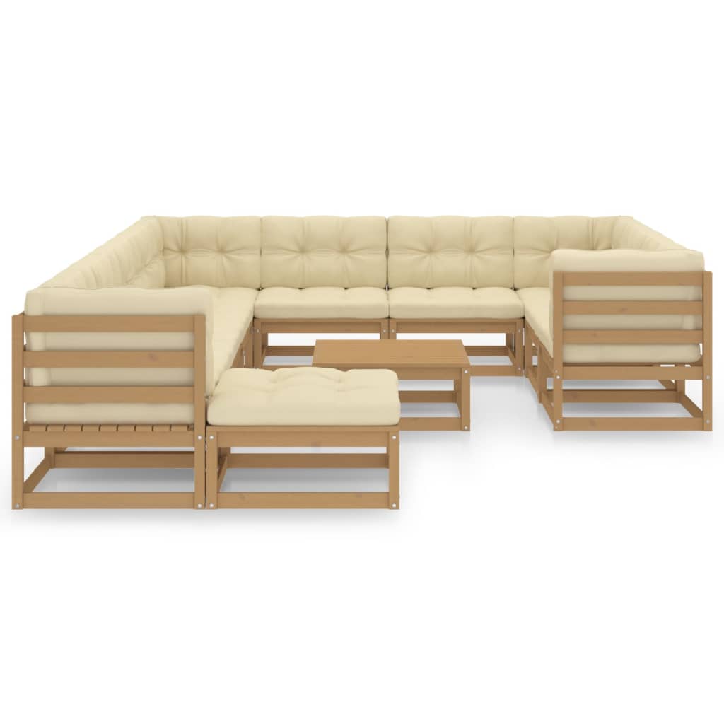 12-delige Loungeset met kussens massief grenenhout honingbruin Tuinsets | Creëer jouw Trendy Thuis | Gratis bezorgd & Retour | Trendy.nl