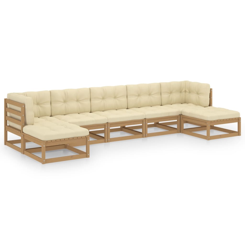 7-delige Loungeset met kussens massief grenenhout honingbruin Tuinsets | Creëer jouw Trendy Thuis | Gratis bezorgd & Retour | Trendy.nl