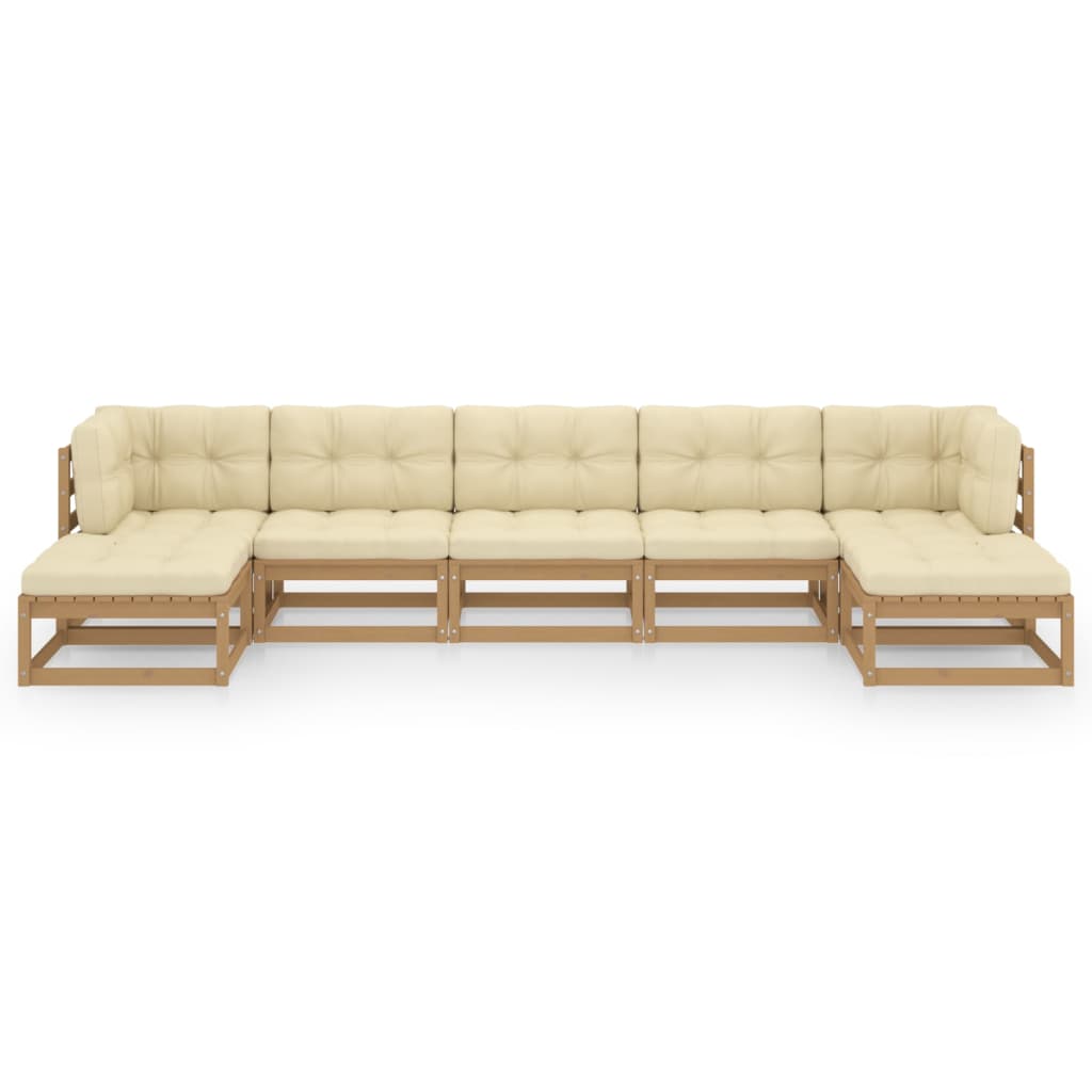 7-delige Loungeset met kussens massief grenenhout honingbruin Tuinsets | Creëer jouw Trendy Thuis | Gratis bezorgd & Retour | Trendy.nl