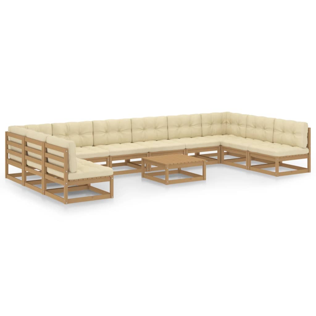 11-delige Loungeset met kussens massief grenenhout honingbruin Tuinsets | Creëer jouw Trendy Thuis | Gratis bezorgd & Retour | Trendy.nl