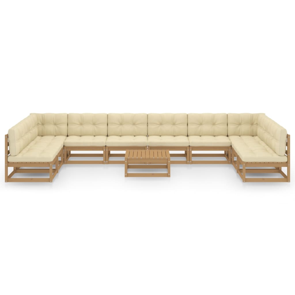 11-delige Loungeset met kussens massief grenenhout honingbruin Tuinsets | Creëer jouw Trendy Thuis | Gratis bezorgd & Retour | Trendy.nl