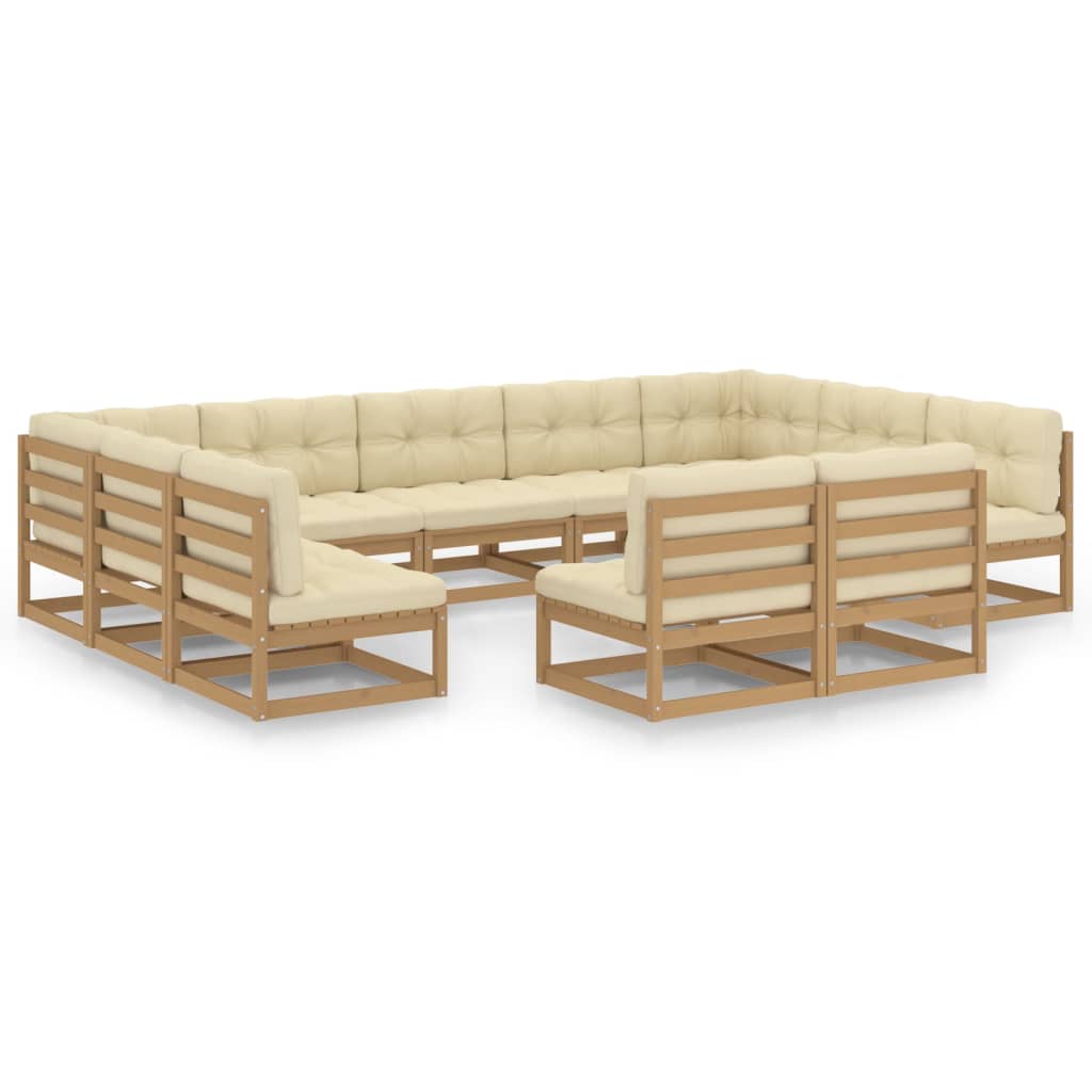 11-delige Loungeset met kussens massief grenenhout honingbruin Tuinsets | Creëer jouw Trendy Thuis | Gratis bezorgd & Retour | Trendy.nl