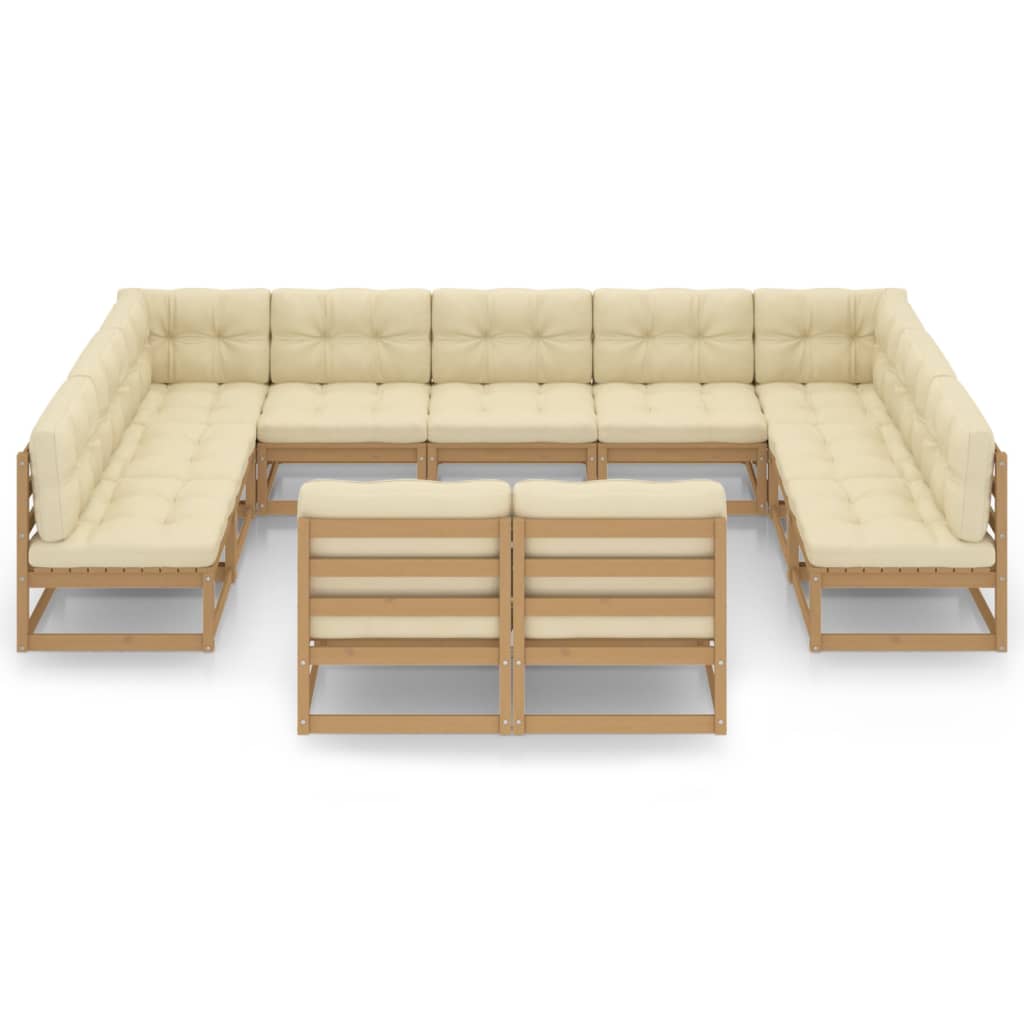 11-delige Loungeset met kussens massief grenenhout honingbruin Tuinsets | Creëer jouw Trendy Thuis | Gratis bezorgd & Retour | Trendy.nl