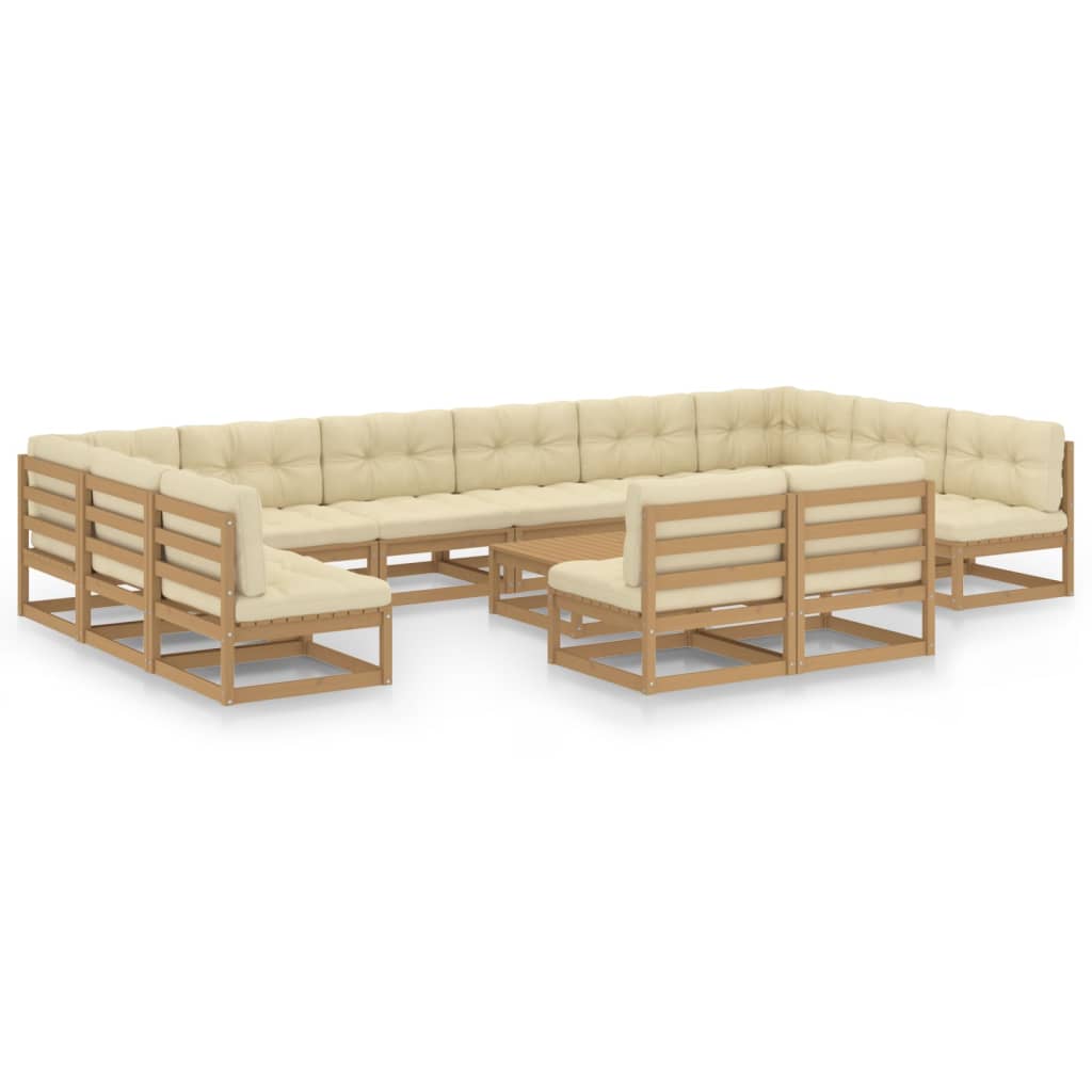 13-delige Loungeset met kussens massief grenenhout honingbruin Tuinsets | Creëer jouw Trendy Thuis | Gratis bezorgd & Retour | Trendy.nl