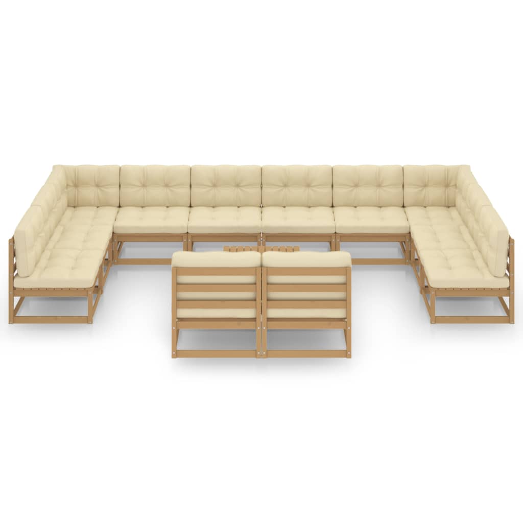 13-delige Loungeset met kussens massief grenenhout honingbruin Tuinsets | Creëer jouw Trendy Thuis | Gratis bezorgd & Retour | Trendy.nl