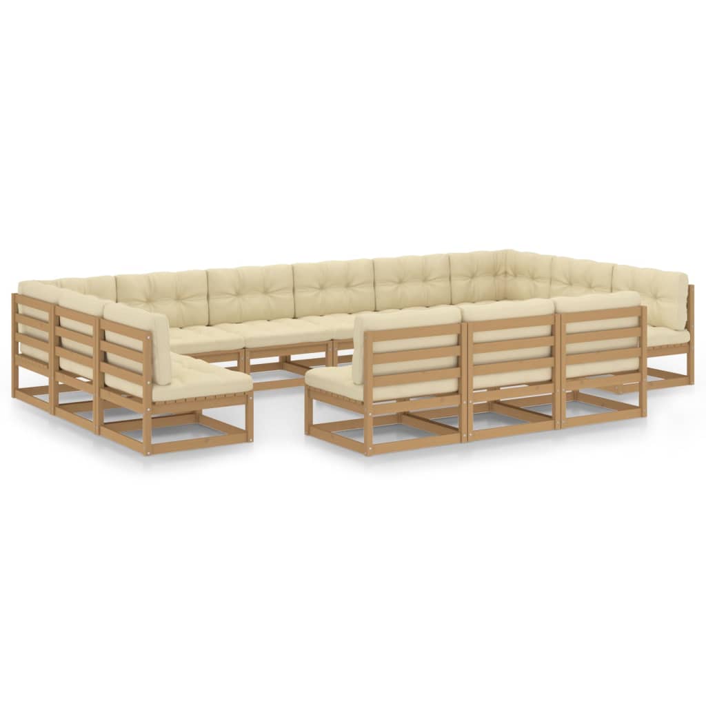 13-delige Loungeset met kussens massief grenenhout honingbruin Tuinsets | Creëer jouw Trendy Thuis | Gratis bezorgd & Retour | Trendy.nl