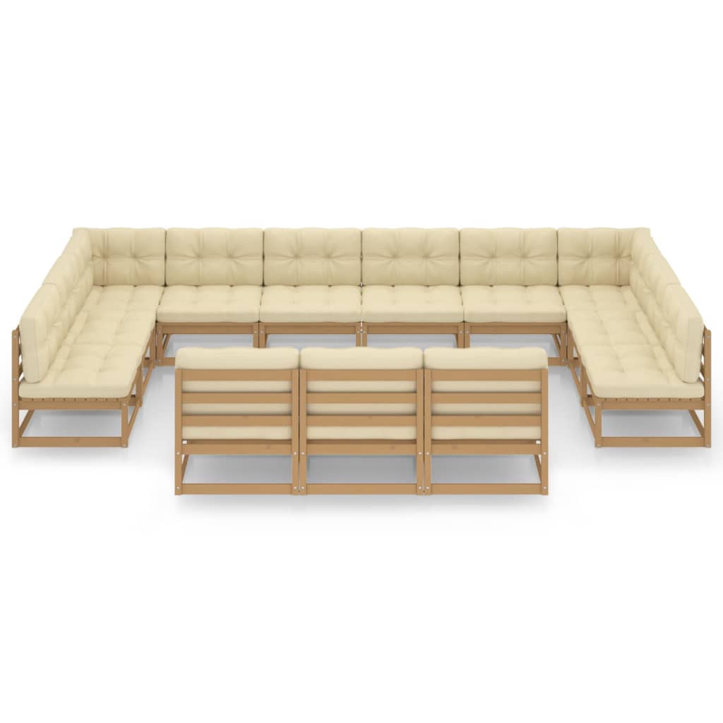 13-delige Loungeset met kussens massief grenenhout honingbruin Tuinsets | Creëer jouw Trendy Thuis | Gratis bezorgd & Retour | Trendy.nl