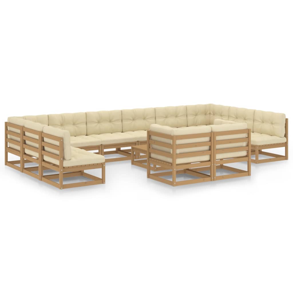 13-delige Loungeset met kussens massief grenenhout honingbruin Tuinsets | Creëer jouw Trendy Thuis | Gratis bezorgd & Retour | Trendy.nl