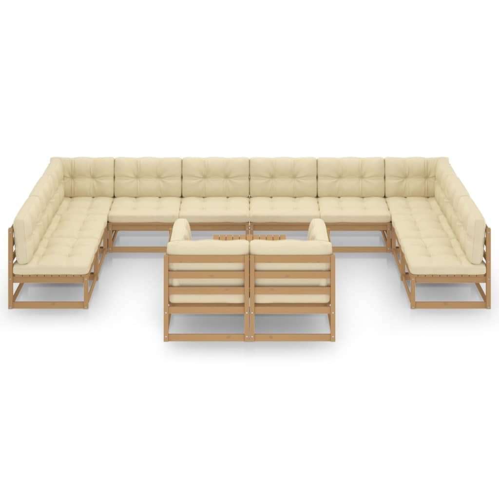 13-delige Loungeset met kussens massief grenenhout honingbruin Tuinsets | Creëer jouw Trendy Thuis | Gratis bezorgd & Retour | Trendy.nl