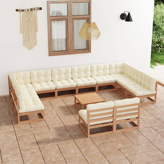 13-delige Loungeset met kussens massief grenenhout honingbruin Tuinsets | Creëer jouw Trendy Thuis | Gratis bezorgd & Retour | Trendy.nl