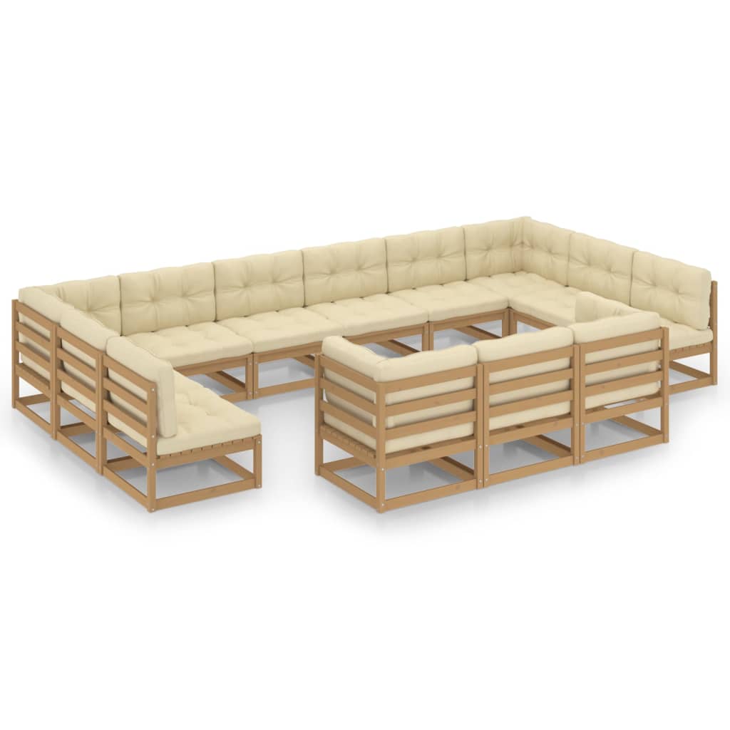 13-delige Loungeset met kussens massief grenenhout honingbruin Tuinsets | Creëer jouw Trendy Thuis | Gratis bezorgd & Retour | Trendy.nl