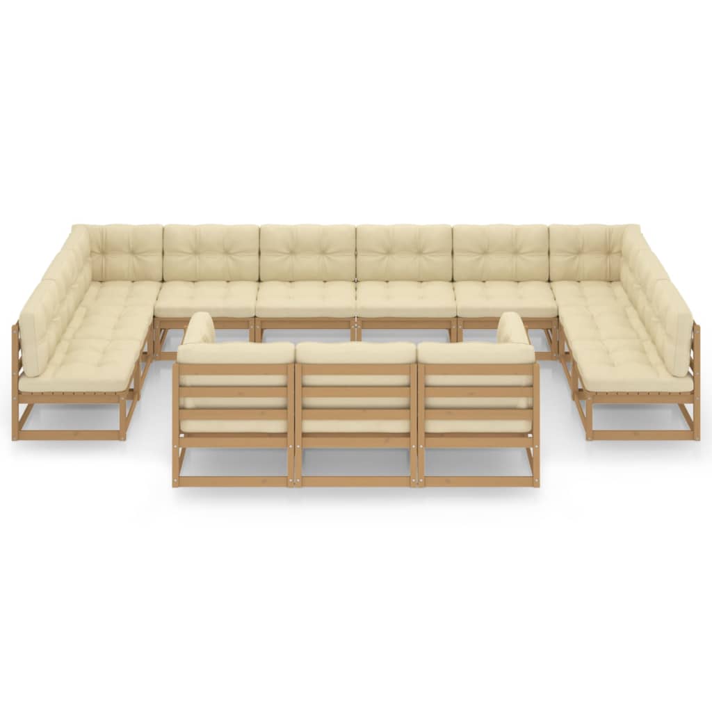 13-delige Loungeset met kussens massief grenenhout honingbruin Tuinsets | Creëer jouw Trendy Thuis | Gratis bezorgd & Retour | Trendy.nl