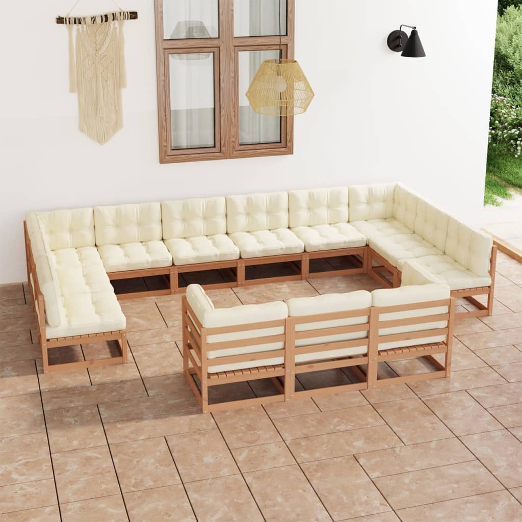 13-delige Loungeset met kussens massief grenenhout honingbruin Tuinsets | Creëer jouw Trendy Thuis | Gratis bezorgd & Retour | Trendy.nl