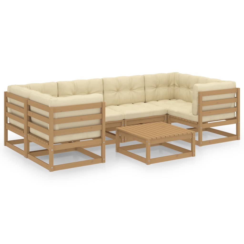 7-delige Loungeset met kussens massief grenenhout honingbruin Tuinsets | Creëer jouw Trendy Thuis | Gratis bezorgd & Retour | Trendy.nl