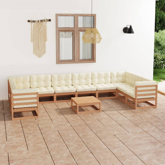 11-delige Loungeset met kussens massief grenenhout honingbruin Tuinsets | Creëer jouw Trendy Thuis | Gratis bezorgd & Retour | Trendy.nl