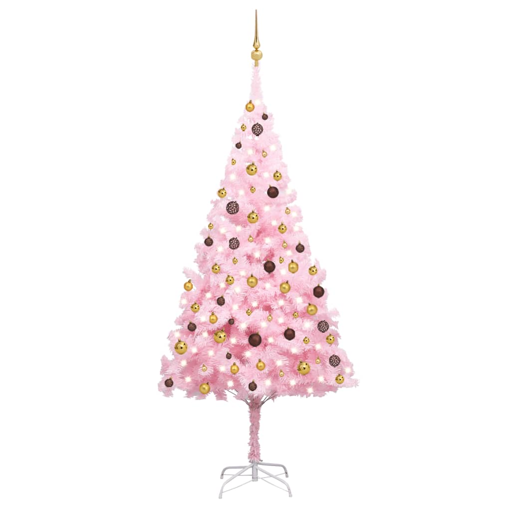 Kunstkerstboom met verlichting en kerstballen 240 cm PVC roze Kerstbomen | Creëer jouw Trendy Thuis | Gratis bezorgd & Retour | Trendy.nl