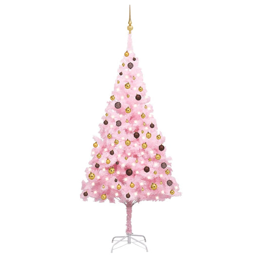 Kunstkerstboom met verlichting en kerstballen 240 cm PVC roze Kerstbomen | Creëer jouw Trendy Thuis | Gratis bezorgd & Retour | Trendy.nl