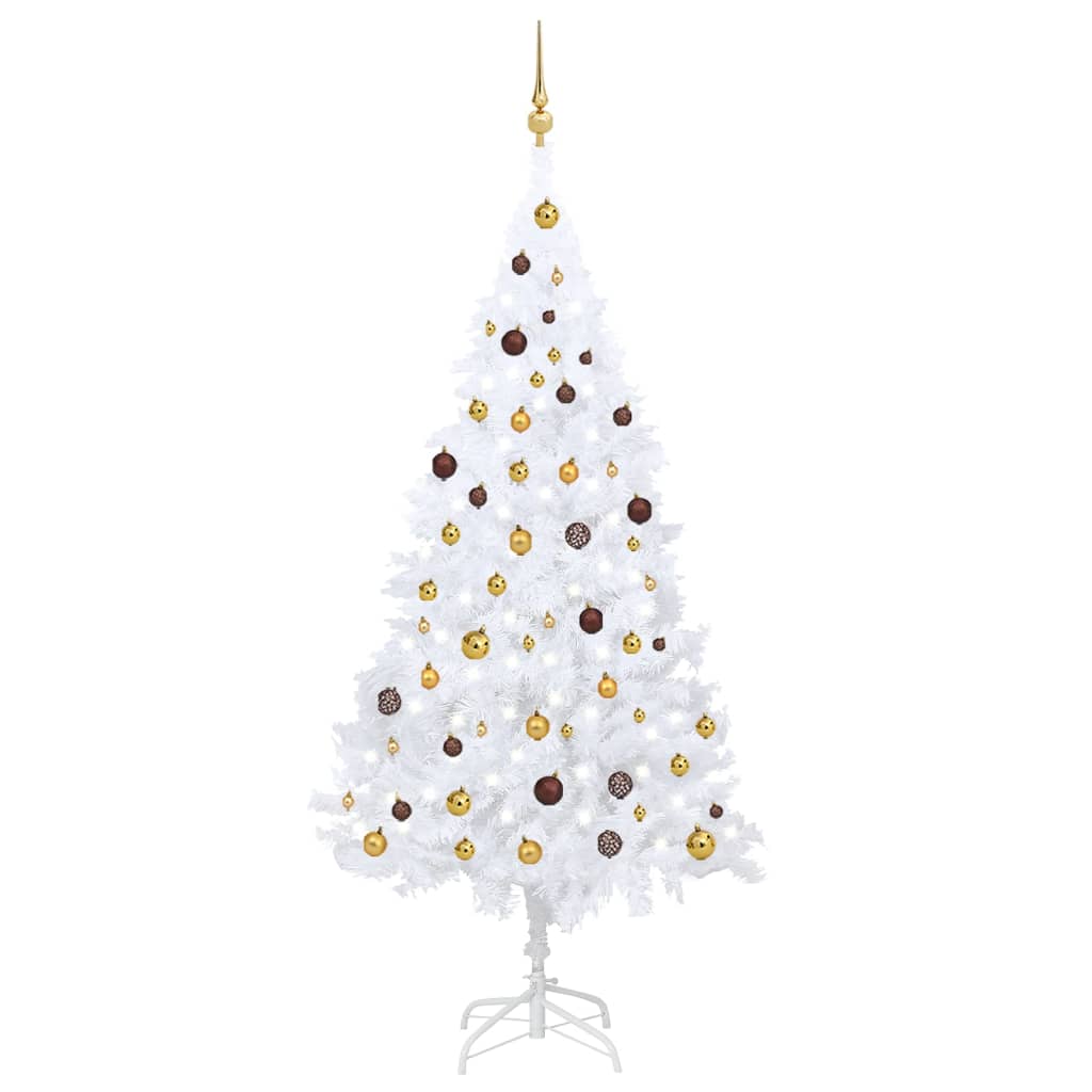 Kunstkerstboom met verlichting en kerstballen 210 cm PVC wit Kerstbomen | Creëer jouw Trendy Thuis | Gratis bezorgd & Retour | Trendy.nl