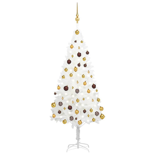 Kunstkerstboom met verlichting en kerstballen 150 cm PVC wit Kerstbomen | Creëer jouw Trendy Thuis | Gratis bezorgd & Retour | Trendy.nl