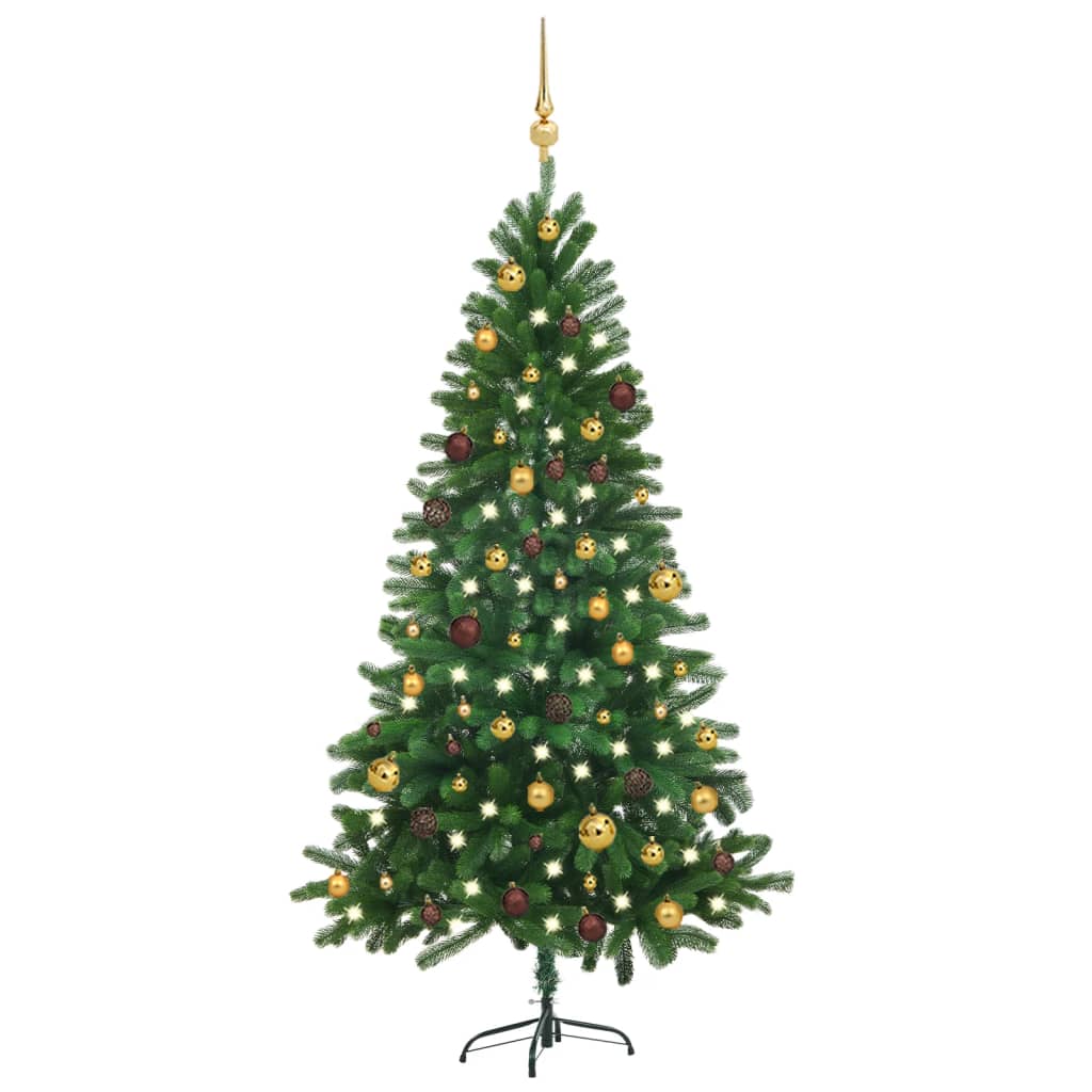 Kunstkerstboom met verlichting en kerstballen 180 cm groen Kerstbomen | Creëer jouw Trendy Thuis | Gratis bezorgd & Retour | Trendy.nl