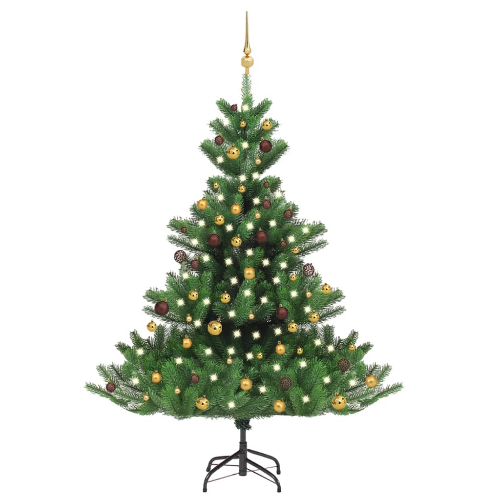 Kunstkerstboom Nordmann met LED's en kerstballen 180 cm groen Kerstbomen | Creëer jouw Trendy Thuis | Gratis bezorgd & Retour | Trendy.nl