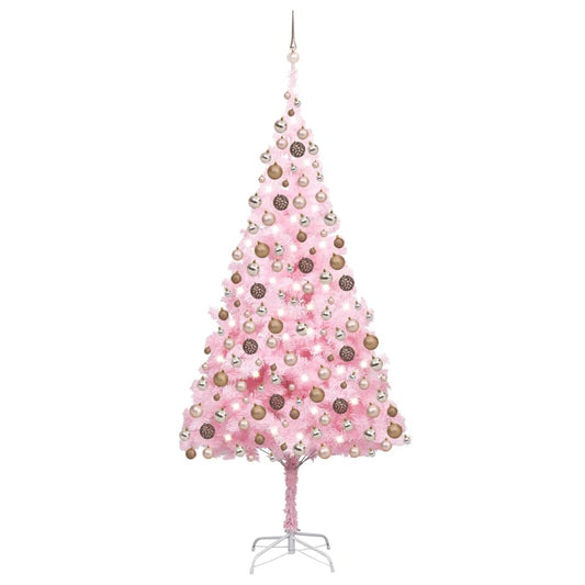 Kunstkerstboom met verlichting en kerstballen 240 cm PVC roze Kerstbomen | Creëer jouw Trendy Thuis | Gratis bezorgd & Retour | Trendy.nl