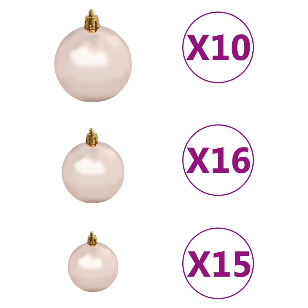 Kunstkerstboom met verlichting en kerstballen 240 cm PVC roze Kerstbomen | Creëer jouw Trendy Thuis | Gratis bezorgd & Retour | Trendy.nl