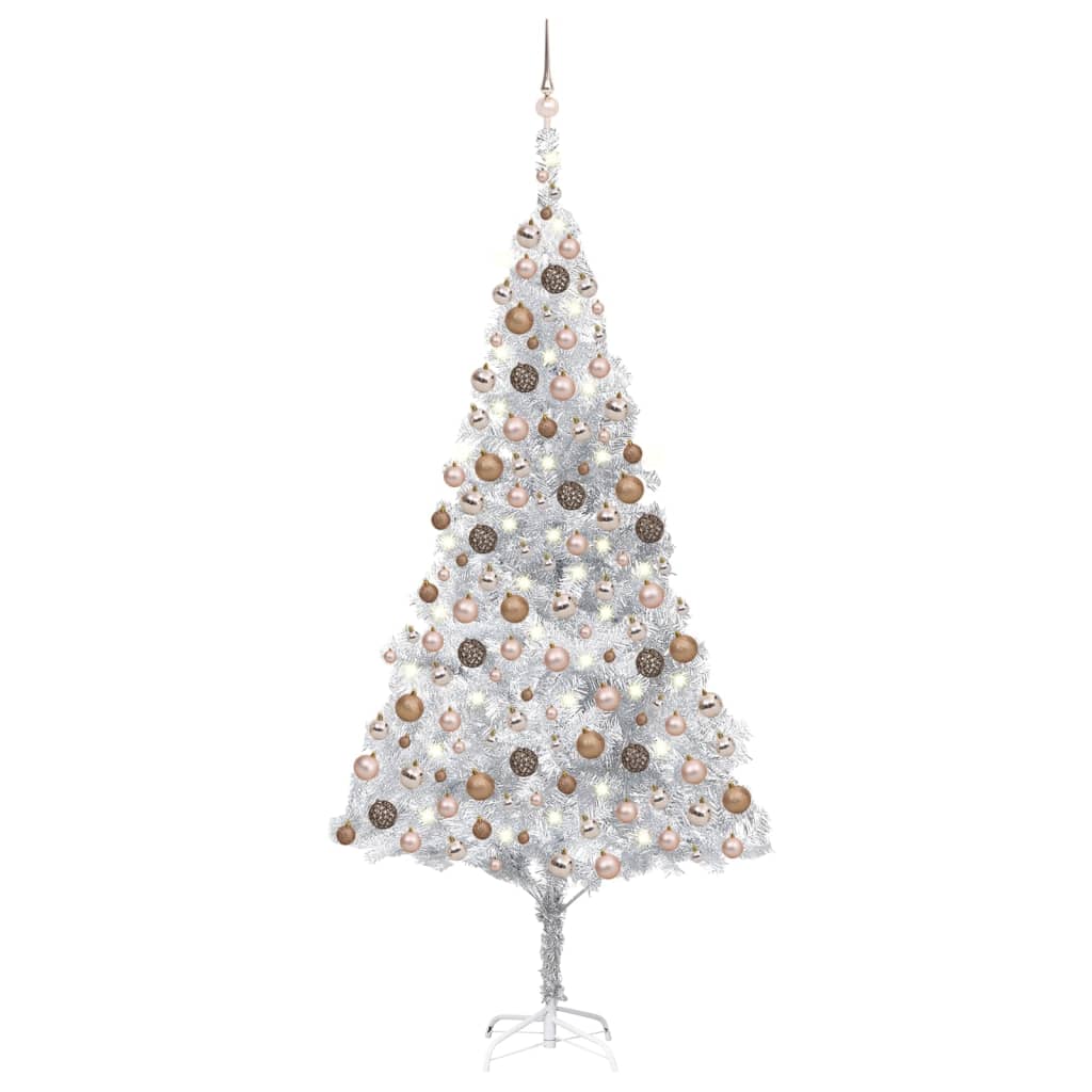 Kunstkerstboom met verlichting en kerstballen 240 cm PET zilver Kerstbomen | Creëer jouw Trendy Thuis | Gratis bezorgd & Retour | Trendy.nl