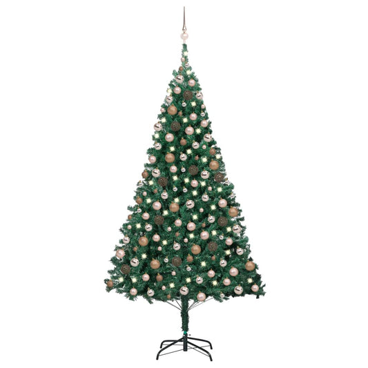 Kunstkerstboom met verlichting en kerstballen 210 cm PVC groen Kerstbomen | Creëer jouw Trendy Thuis | Gratis bezorgd & Retour | Trendy.nl