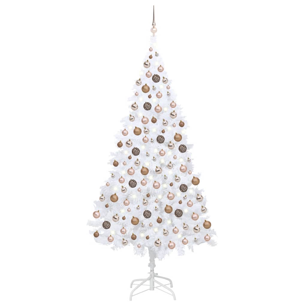 Kunstkerstboom met verlichting en kerstballen 210 cm PVC wit Kerstbomen | Creëer jouw Trendy Thuis | Gratis bezorgd & Retour | Trendy.nl