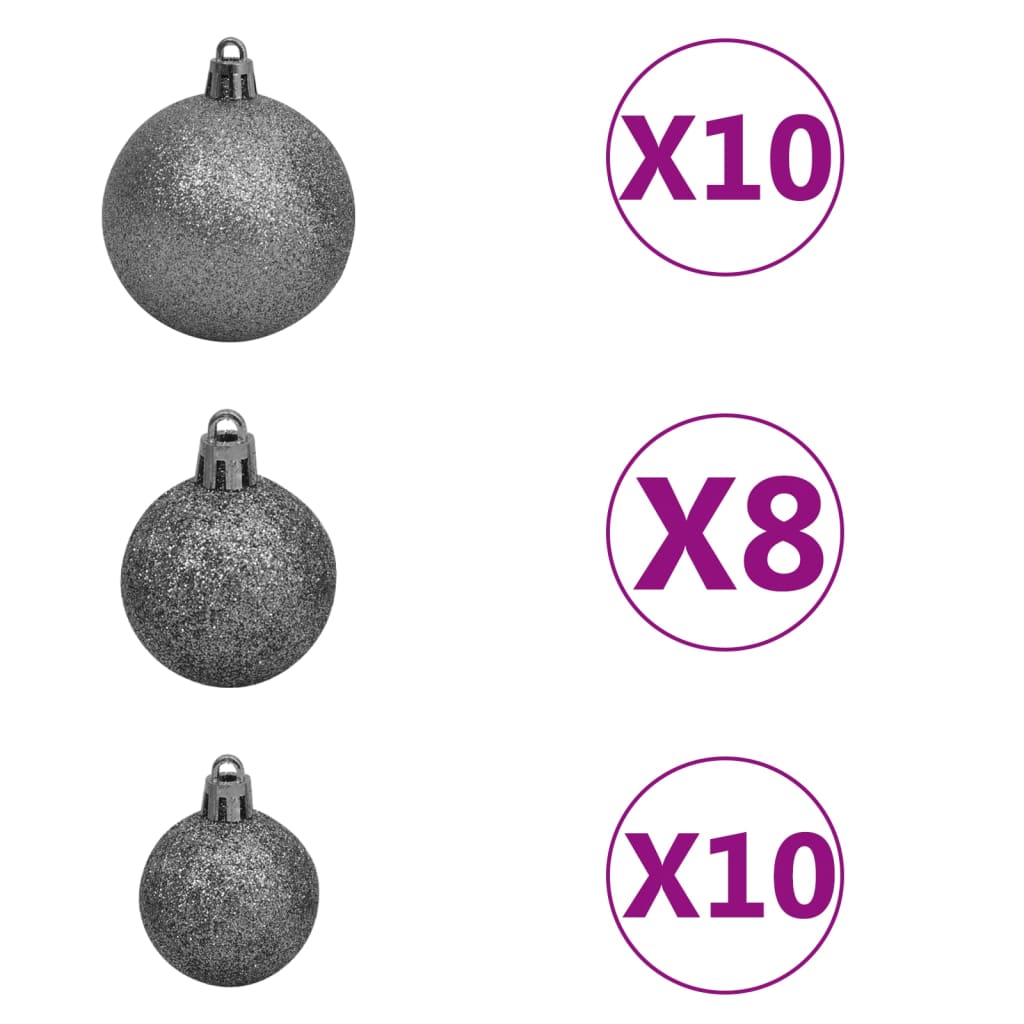 Kunstkerstboom met verlichting en kerstballen L 240 cm wit Kerstbomen | Creëer jouw Trendy Thuis | Gratis bezorgd & Retour | Trendy.nl