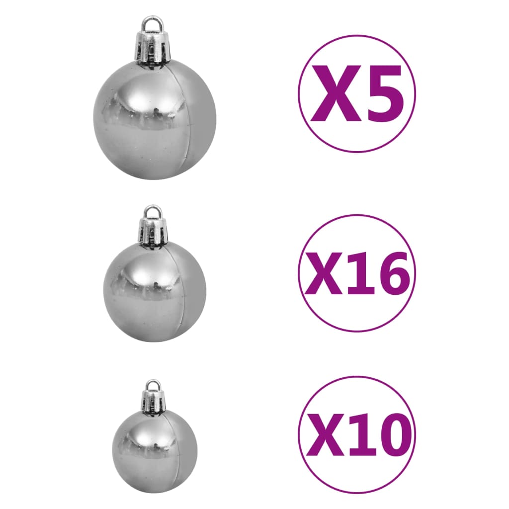 Kunstkerstboom met verlichting en kerstballen L 240 cm wit Kerstbomen | Creëer jouw Trendy Thuis | Gratis bezorgd & Retour | Trendy.nl