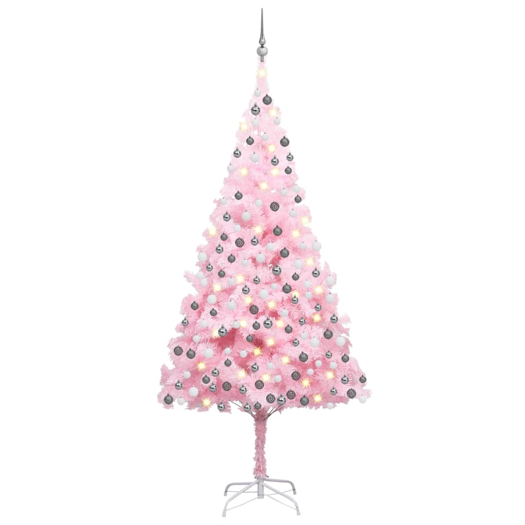 Kunstkerstboom met verlichting en kerstballen 210 cm PVC roze Kerstbomen | Creëer jouw Trendy Thuis | Gratis bezorgd & Retour | Trendy.nl