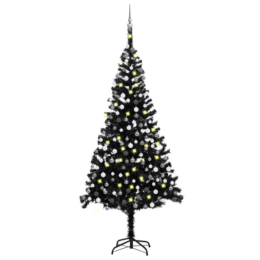 Kunstkerstboom met verlichting en kerstballen 240 cm PVC zwart Kerstbomen | Creëer jouw Trendy Thuis | Gratis bezorgd & Retour | Trendy.nl