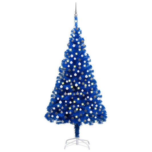 Kunstkerstboom met verlichting en kerstballen 210 cm PVC blauw Kerstbomen | Creëer jouw Trendy Thuis | Gratis bezorgd & Retour | Trendy.nl