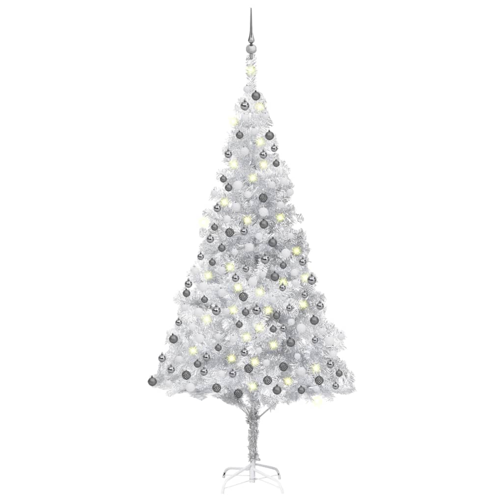 Kunstkerstboom met verlichting en kerstballen 240 cm PET zilver Kerstbomen | Creëer jouw Trendy Thuis | Gratis bezorgd & Retour | Trendy.nl