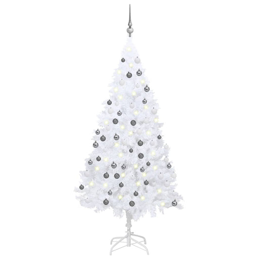 Kunstkerstboom met verlichting en kerstballen 150 cm PVC wit Kerstbomen | Creëer jouw Trendy Thuis | Gratis bezorgd & Retour | Trendy.nl