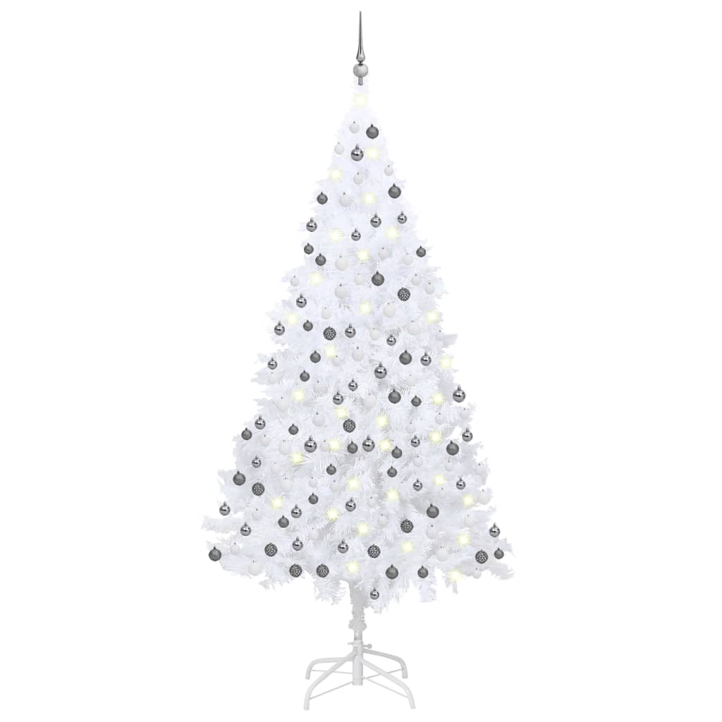 Kunstkerstboom met verlichting en kerstballen 210 cm PVC wit Kerstbomen | Creëer jouw Trendy Thuis | Gratis bezorgd & Retour | Trendy.nl