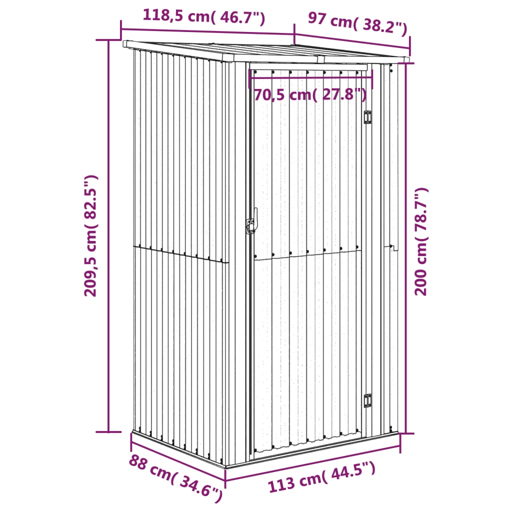 Tuinschuur 118,5x97x209,5 cm gegalvaniseerd staal groen Tuinhuizen | Creëer jouw Trendy Thuis | Gratis bezorgd & Retour | Trendy.nl