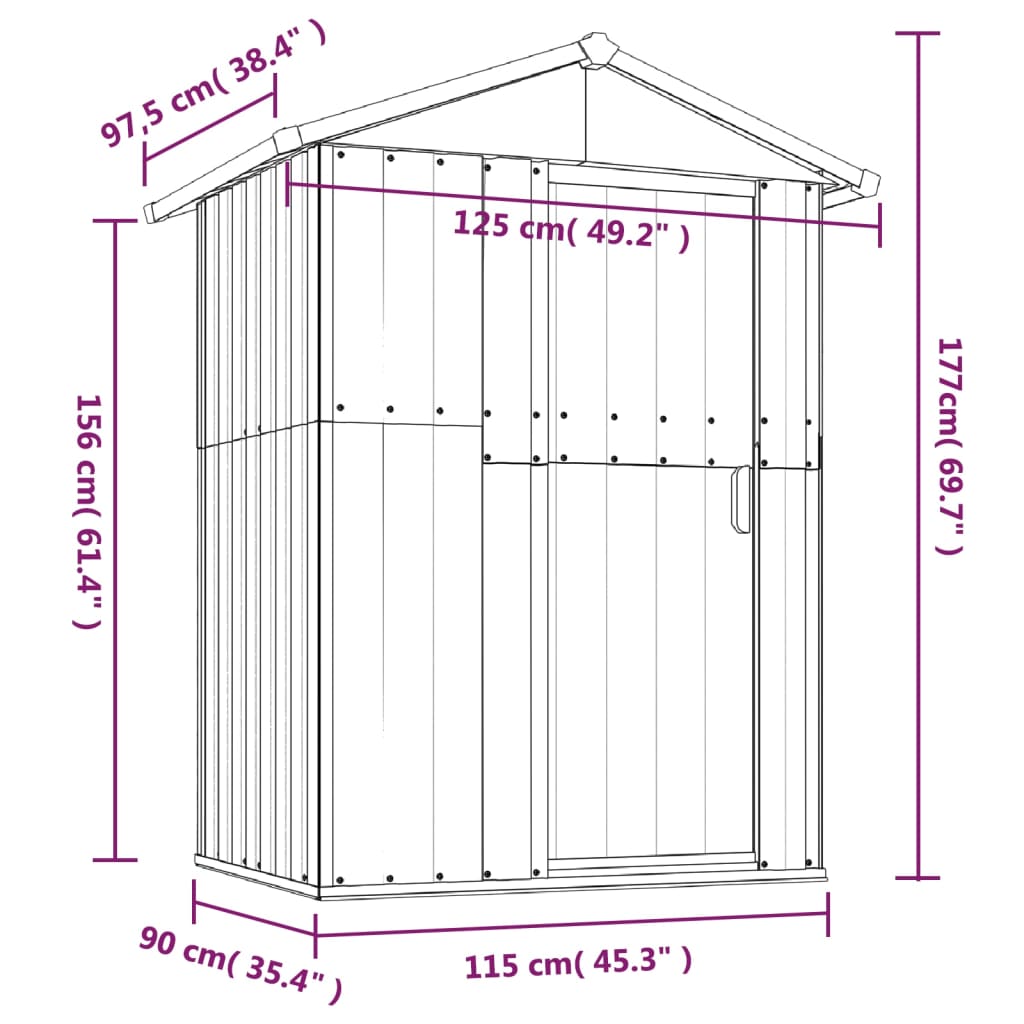 Tuinschuur 126x97,5x177 cm gegalvaniseerd staal groen Tuinhuizen | Creëer jouw Trendy Thuis | Gratis bezorgd & Retour | Trendy.nl