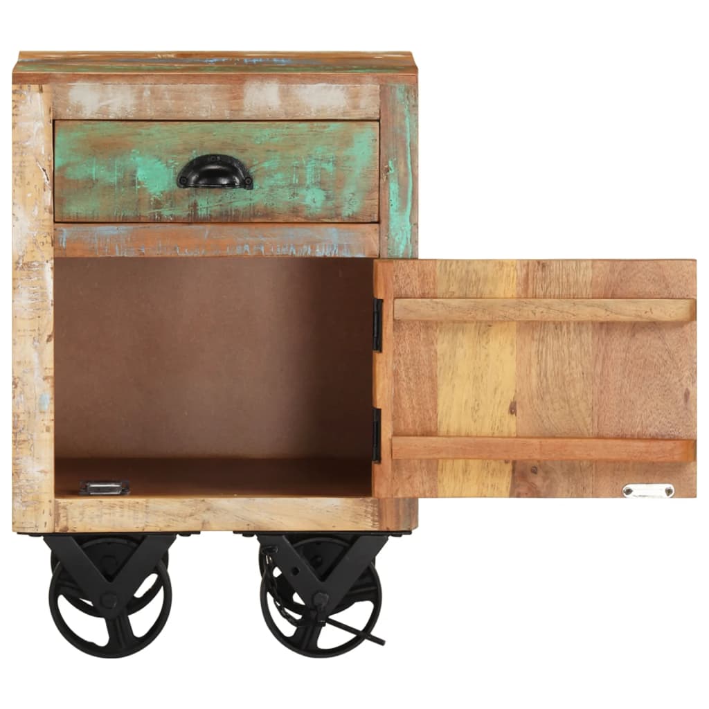 Nachtkastje met wieltjes 40x30x57 cm massief gerecycled hout Nachtkastjes | Creëer jouw Trendy Thuis | Gratis bezorgd & Retour | Trendy.nl