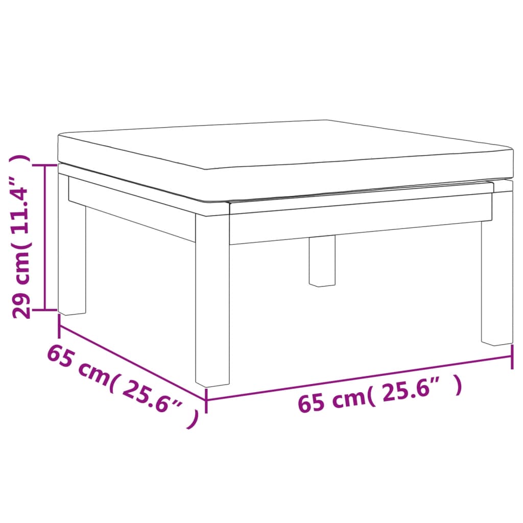 Voetensteun met crèmewit kussen massief acaciahout Modulaire tuinbanken | Creëer jouw Trendy Thuis | Gratis bezorgd & Retour | Trendy.nl