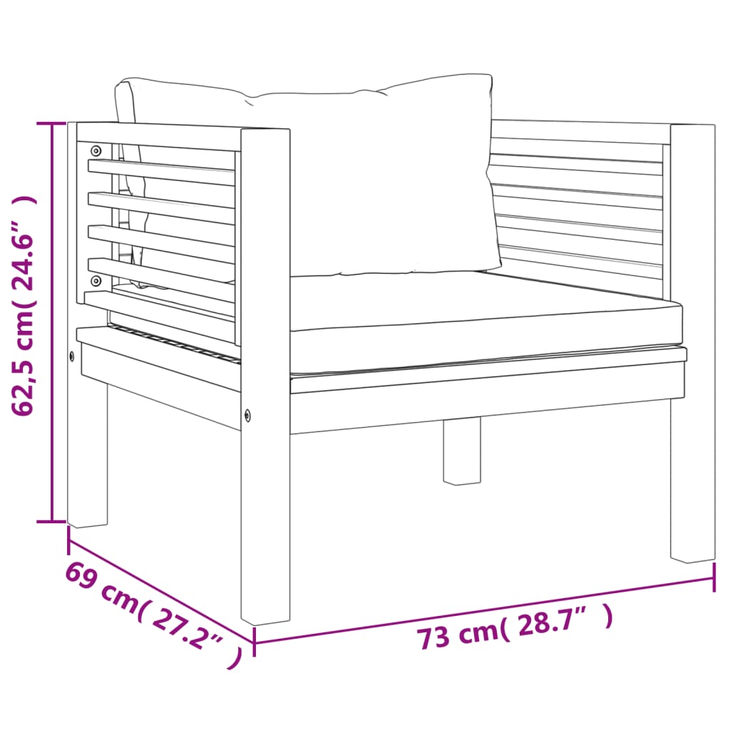 Tuinstoel met crèmewitte kussens massief acaciahout Modulaire tuinbanken | Creëer jouw Trendy Thuis | Gratis bezorgd & Retour | Trendy.nl