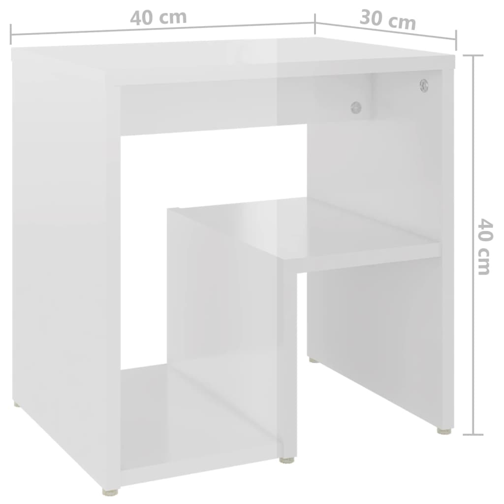 Nachtkastje 40x30x40 cm bewerkt hout hoogglans wit Nachtkastjes | Creëer jouw Trendy Thuis | Gratis bezorgd & Retour | Trendy.nl