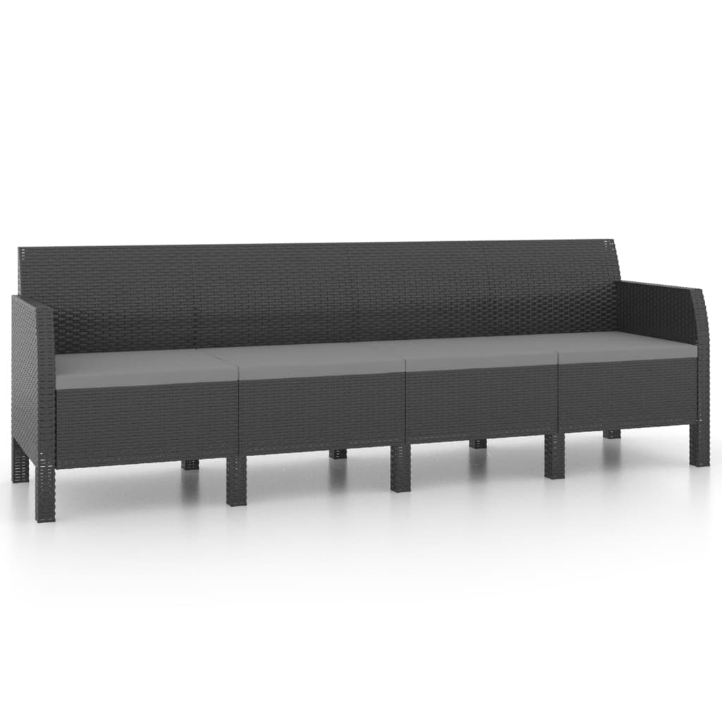 3-delige Loungeset met kussens PP rattan antracietkleurig Tuinsets | Creëer jouw Trendy Thuis | Gratis bezorgd & Retour | Trendy.nl