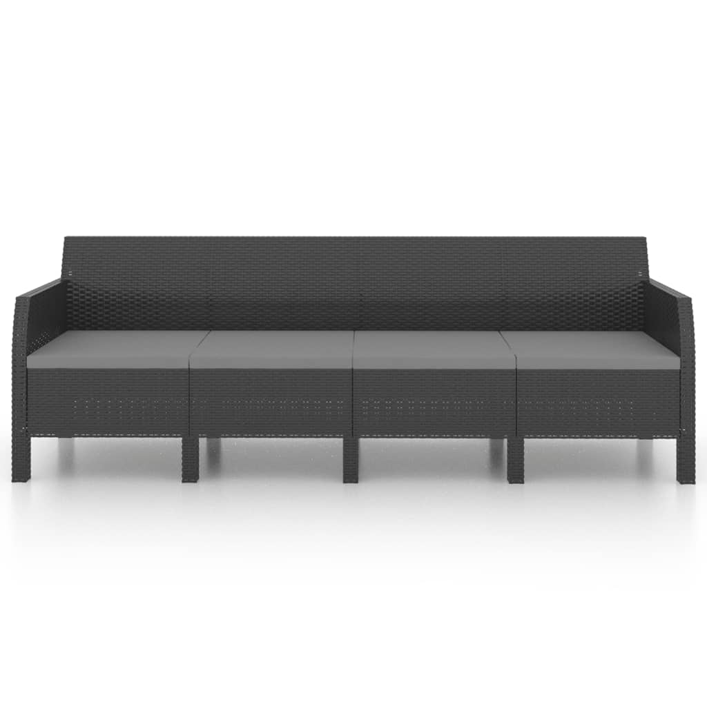 3-delige Loungeset met kussens PP rattan antracietkleurig Tuinsets | Creëer jouw Trendy Thuis | Gratis bezorgd & Retour | Trendy.nl