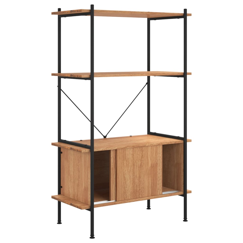 Opbergrek 4-laags met kast 80x40x130 cm staal en bewerkt hout Boekenkasten | Creëer jouw Trendy Thuis | Gratis bezorgd & Retour | Trendy.nl