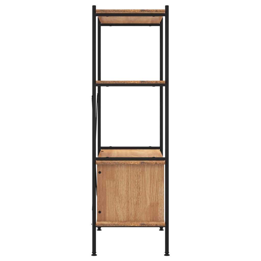 Opbergrek 4-laags met kast 80x40x130 cm staal en bewerkt hout Boekenkasten | Creëer jouw Trendy Thuis | Gratis bezorgd & Retour | Trendy.nl